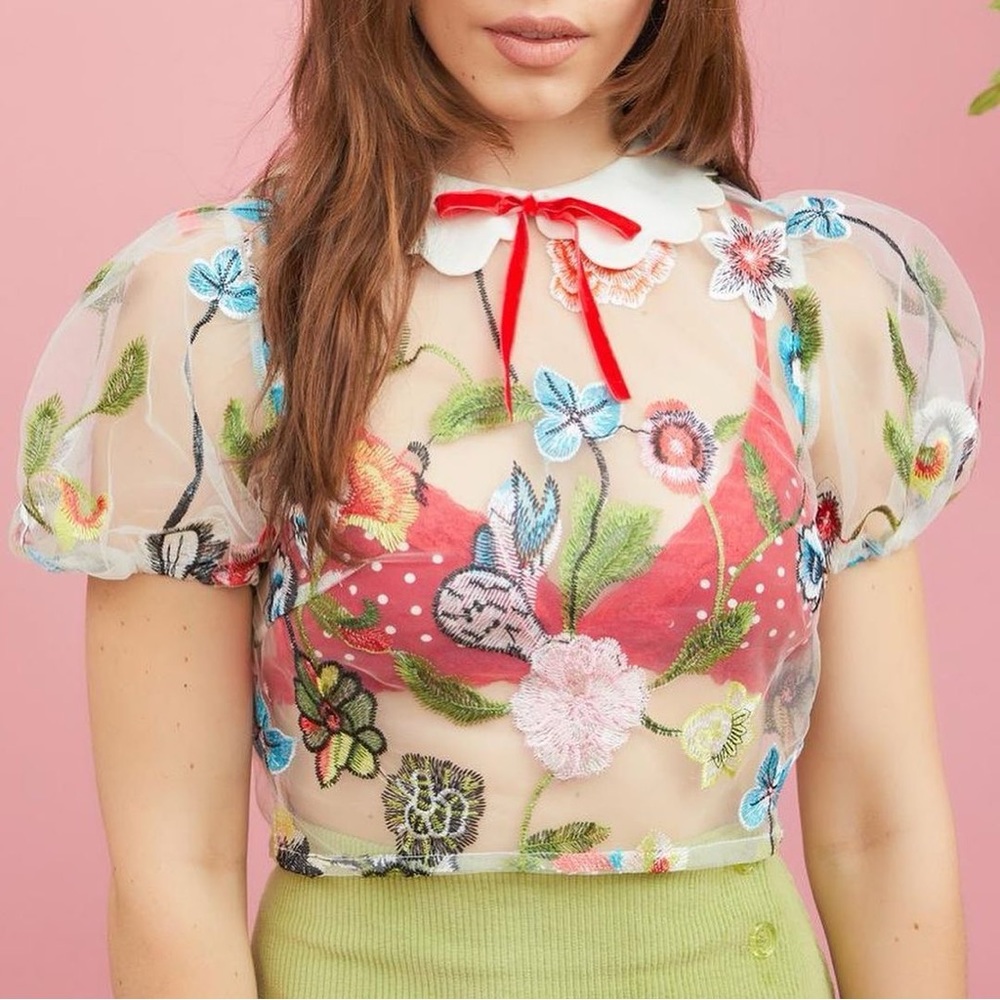 Dolls Kill x Sugar Thrillz Forgotten Garden Embroidered Top